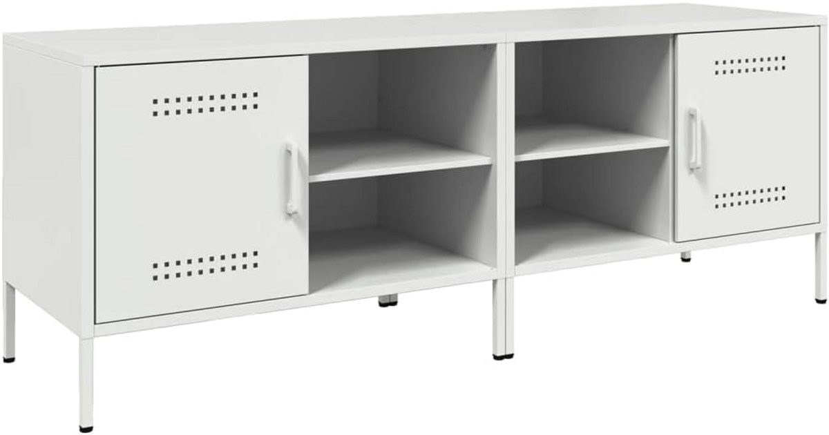 Set van 2 TV-meubels in wit staal met industrieel design