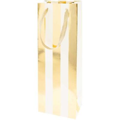 Flaschentüte Streifen, Creme/Gold,