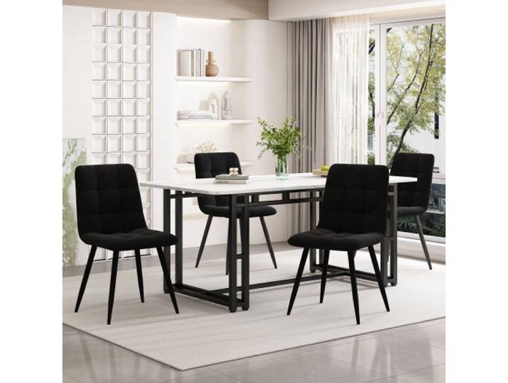 Ensemble table et chaise - MUVOE - 140x80cm - Noir - Chaises en velours - Iron Legs