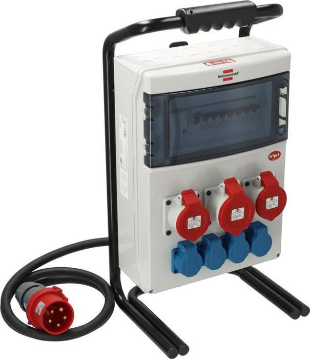 Brennenstuhl Bouwstroomverdeeler H07RN-F 5G6,0, 7-voudig, IP44, kabel L=2m, 3x CEE-contacten en 4x geaarde stekkercontacten