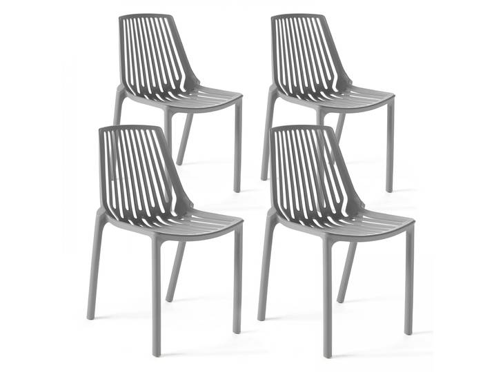 Oviala - Chaises de jardin en plastique ajourées - Lot de 4