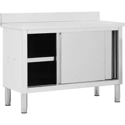 Helloshop26 - Arbeitstisch mit Schiebetüren Küchenschrank Aufbewahrungseinheit für Restaurant/Hotel/Kantine 120 x 50 x (95–97) cm 02_0001899