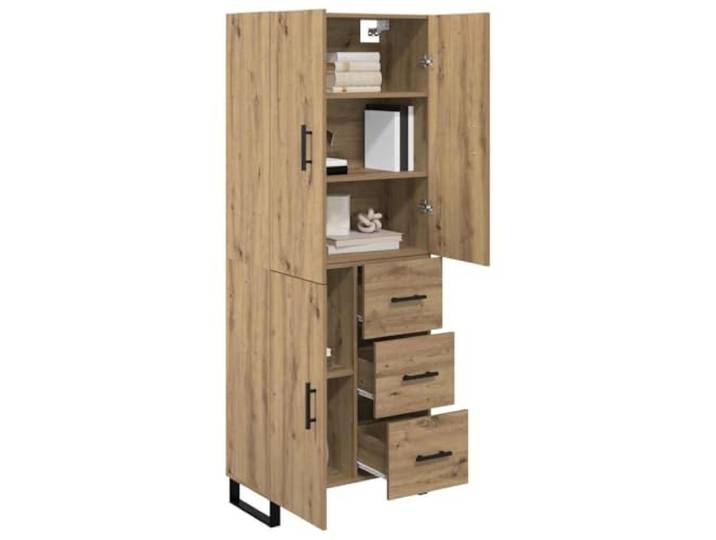 KTHLBRH Sideboard 2 Stück Eiche Handwerk 69,5 x 34 x 180 cm Technisches Holz, 3 Schubladen, 5 Einlegeböden, 3 Türen, Eisenbeine, schnelle Montage