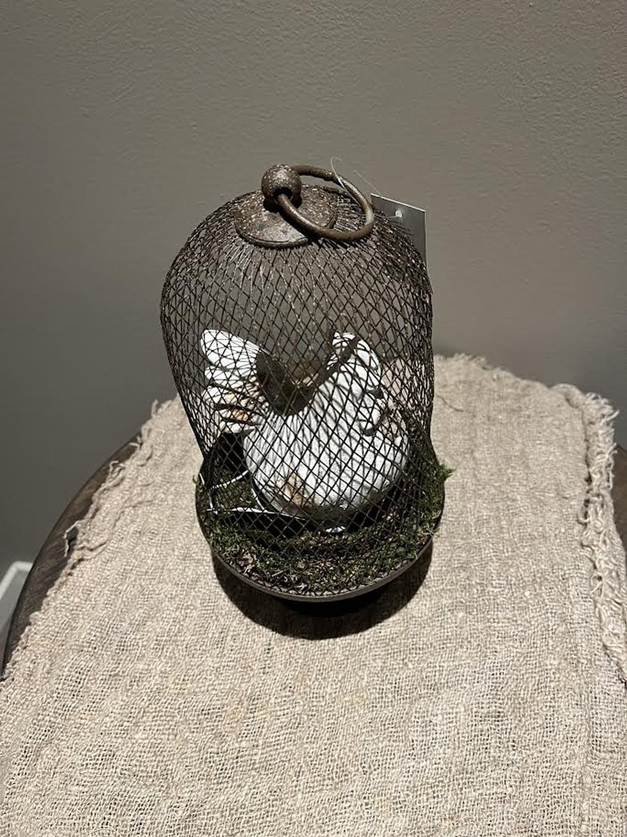 Stoere glazen stolp met roestlook voor decoratie