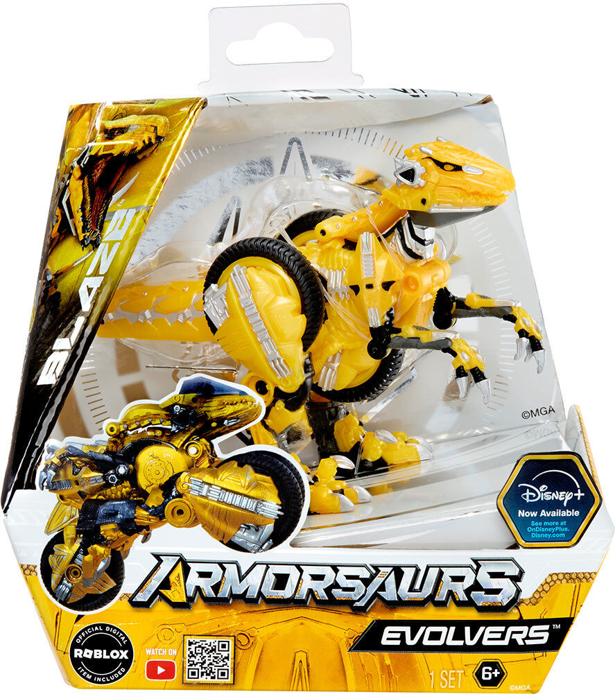 MGA Entertainment Armorsaurs Evolver Blaze 2-in-1 Transforming Raptor Toy for Kids - Yellow - 2-in-1