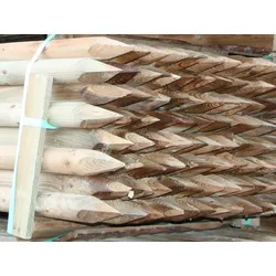 Kiefer Pfähle, 80 mm, zylindrisch gefräst, Länge: 1,50 m, gespitzt, kesseldruckimprägniert grün, Kopf gefast