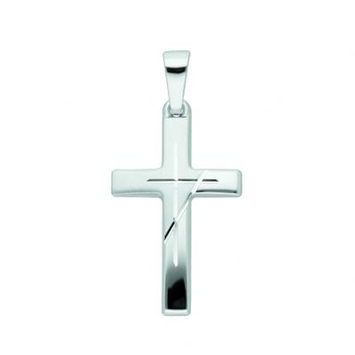 Kettenanhänger ADELIA´S "Kreuzanhänger 585 Weißgold ( 14K )", silber, Schmuckanhänger, Damen, Gold, Kettenanhänger, Goldanhänger Kreuz