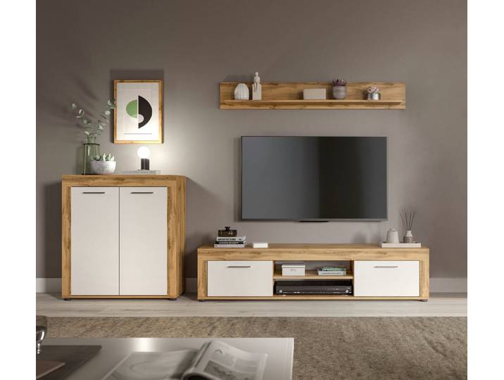 OTTO home Wohnwand AOSTA, Breite 255cm, 3-teilige Wohn-Kombination, (3-St., bestehend aus: Highboard, Lowboard, Wandboard), Wohnwand, Kombination, Anbauwand, Möbel Set, Schrankwand, Möbel Kombi