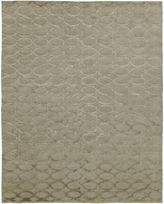 KALATY Modern Grey Hand-Knotted Wool & Viscose Area Rug