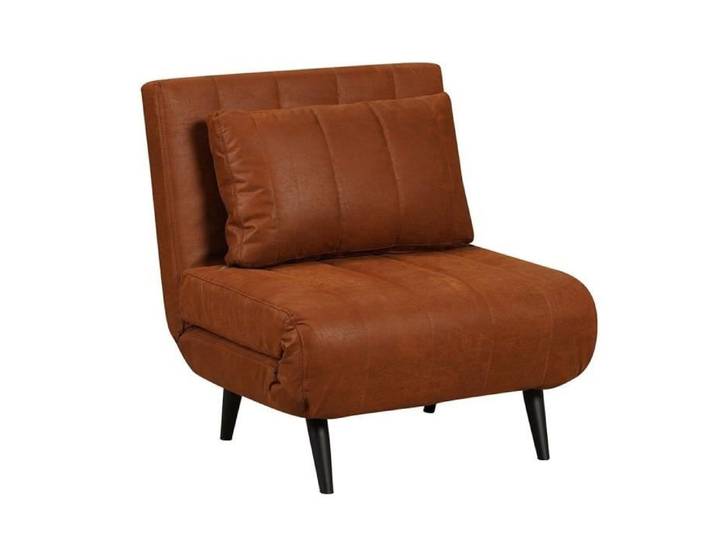 Fauteuil convertible lit 80 x 190 cm Hanna - Livin24 - Cuir écologique - Marron