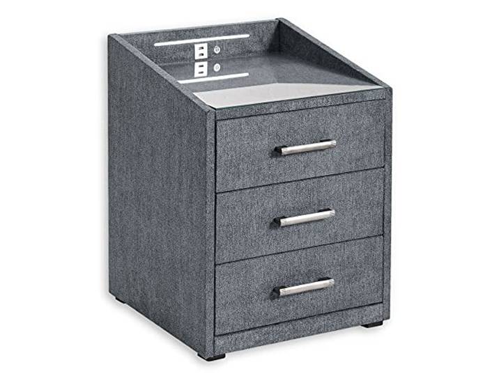 Stella Trading MOON Nachttisch Boxspringbett, Uran Anthrazit - Funktionaler Nachtschrank mit USB-Anschluss und LED-Beleuchtung - 47 x 61 x 46 cm (B/H/T)