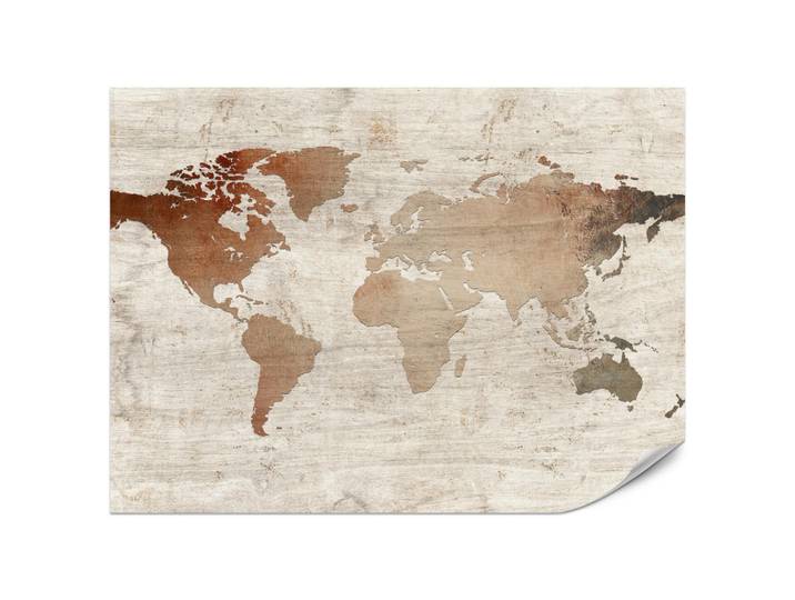 Muralo Fototapete für Wohnzimmer Vintage Karte Holz Hintergrund Retro 350x256, Braun, Beige, Papier, Land-/Weltkarte, Rechteckig, 350x256 cm, Tapeten & Wandverkleidungen, Fototapeten