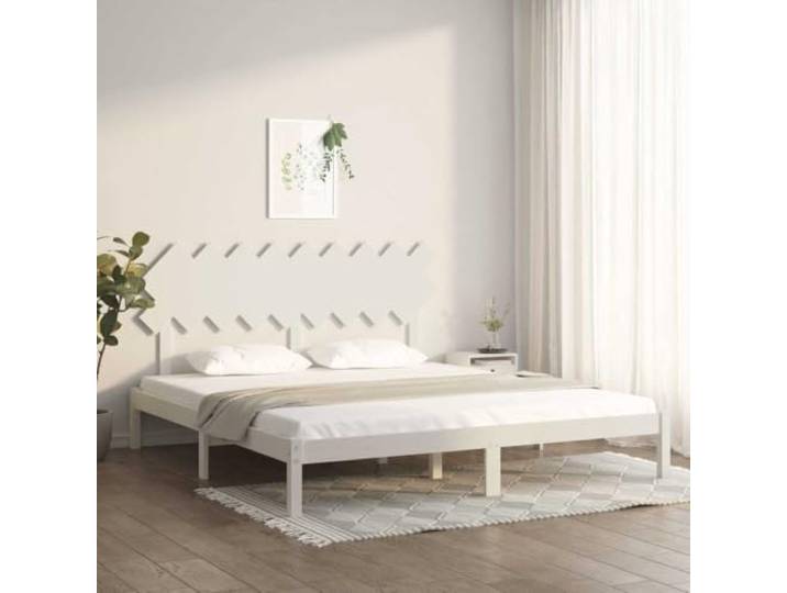 KGHFDVB Bett 180 x 200 cm Weiß Massives Kiefernholz, Sperrholzlatten, inkl. Kopfteil, für Matratze 180 x 200 cm, fürs Schlafzimmer