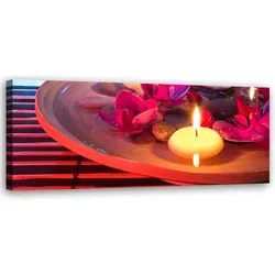 WANDBILD schwebende blumen und zen steine