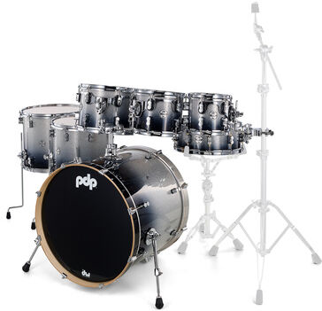 DW PDP CM7 Silver to Black Silver to Black Sparkle Fade