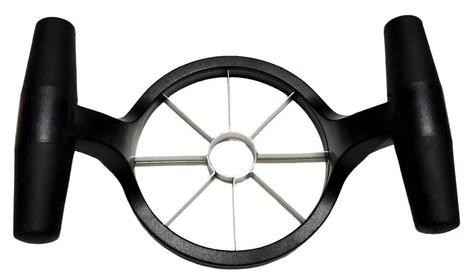 Multifunctionele ronde fruitschaal en slicer in zwart plastic