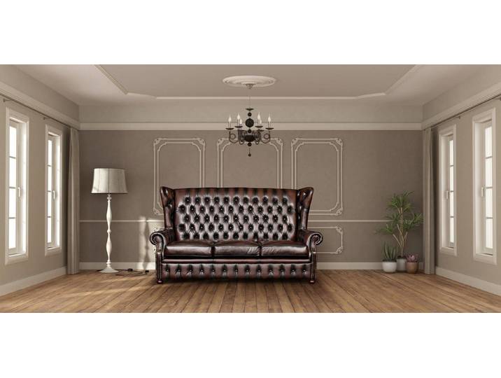 Salottini Chesterfield-Sofa 3er Sofa Chesterfield 3-Sitzer Couch Nora VOLLLEDER braun, Handarbeit