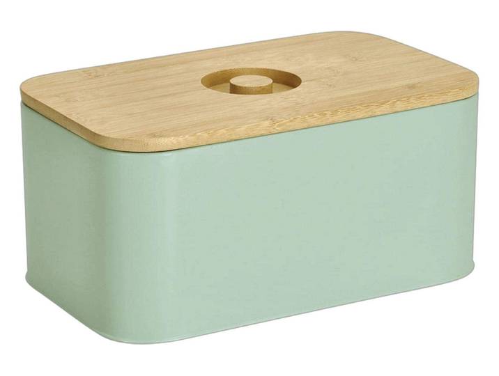 Brotkasten ZELLER PRESENT 30 x 18 x 14 cm , grün (mint), Holz, Metall, Lebensmittelaufbewahrungsbehälter, Brotkasten