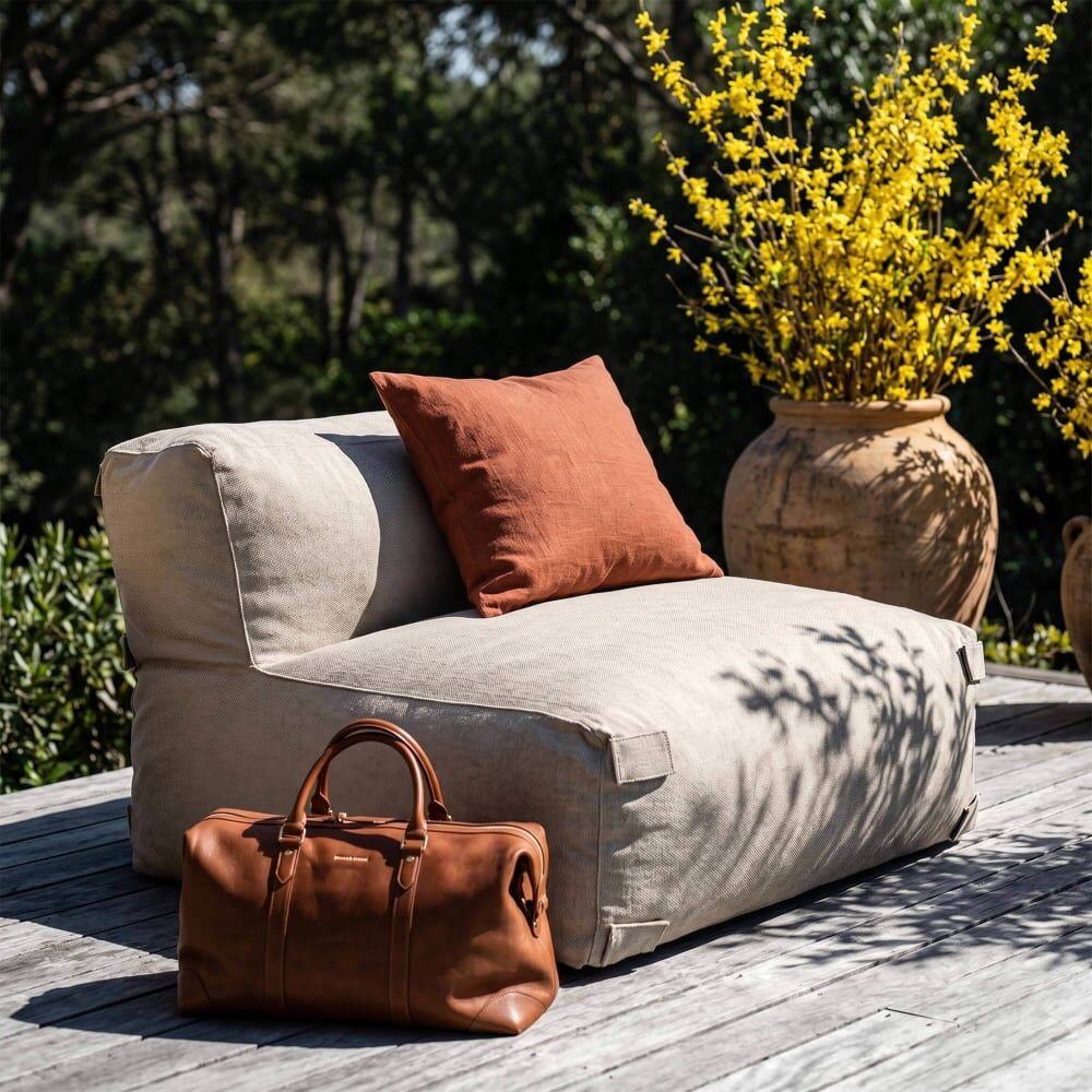Oviala Fauteuil de jardin pour canapé modulable beige Beige 85x65x85cm