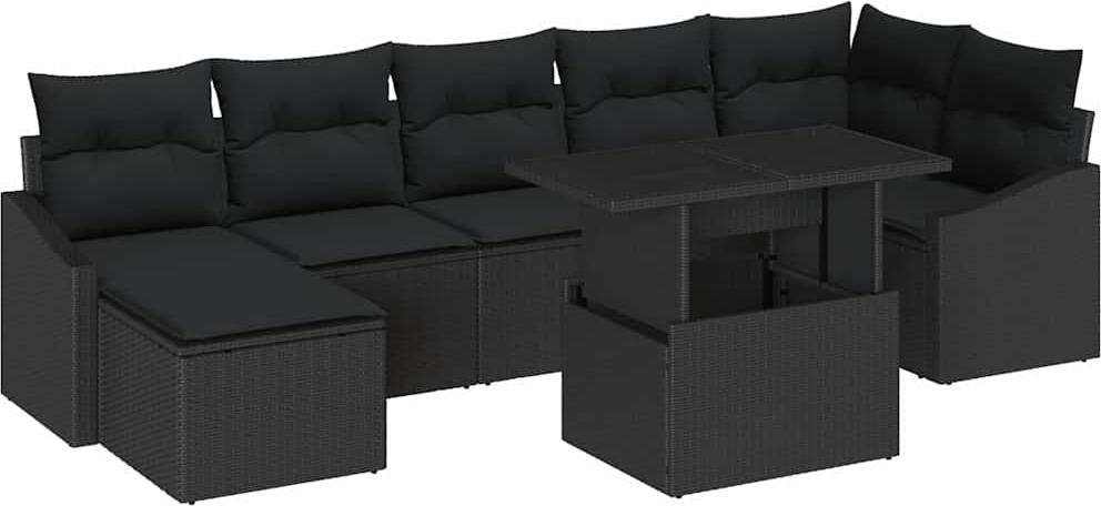 vidaXL Garten-Sofa-Set 8 stk. Schwarz
