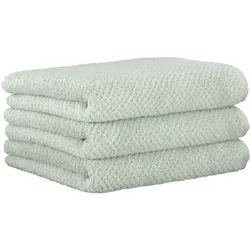 CAWÖ Handtuch, 3er Pack - Pure, Walkfrottier, Struktur-Design, Baumwolle, einfarbig Eukalyptus / 50x100cm