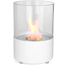Moritz Ethanol Kamin Tischkamin 29 x 20 x 20 cm weiß I Tischfeuer rund I 500 ml Edelstahldose I Bioethanol Kamin I Bio Ethanol Kaminofen Indoor