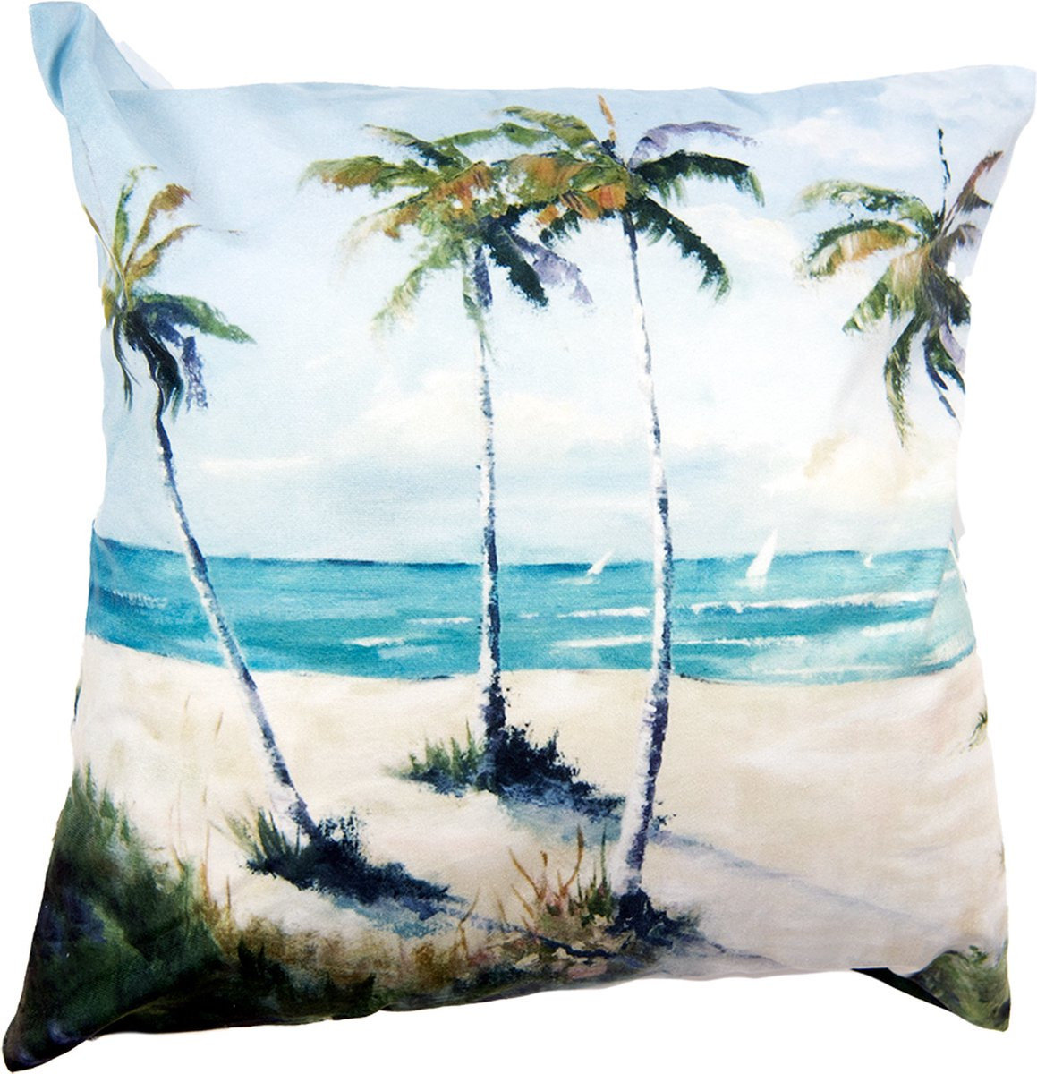 Clayre & Eef Kussenhoes Blauw Groen met Palmbomen, 45 x 45 cm