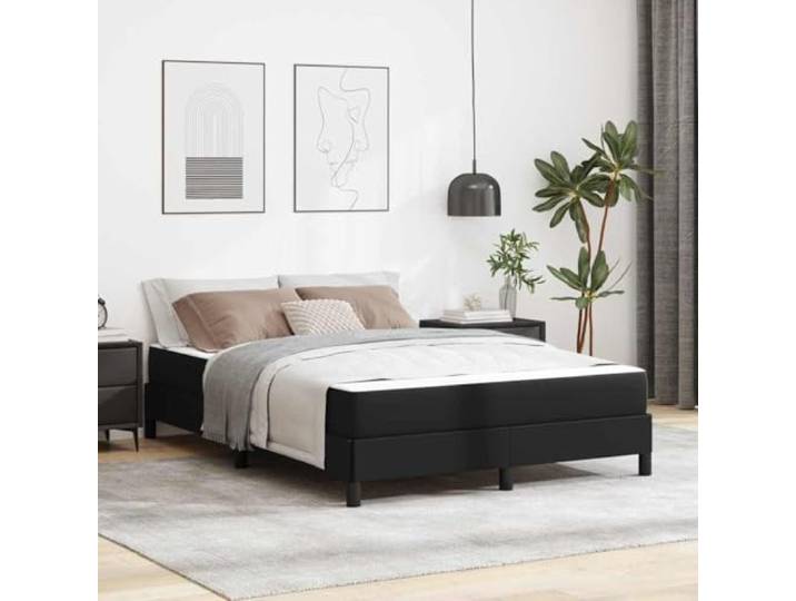 Multizonen Komfort Stoffbett Modernes Schlafzimmerdesign Standard Schwarz Bettrahmen mit Matratze Stoff Schwarz 140x190 cm Komfort Bett mit Lattenrost und Taschenfederkern, Stabil und Langlebig