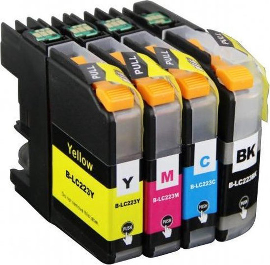 Inkpro set compatibele inktpatronen voor Brother LC-223, XL-formaat, zwart, cyaan, magenta en geel