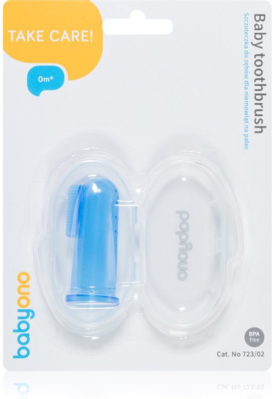 BabyOno Take Care First Toothbrush brosse à dents de doigt pour bébé avec étui Blue 1 pcs