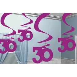 5 Swirl Girlanden 30. Geburtstag `Pink Shimmer`