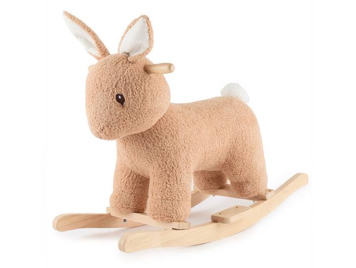 BIECO Schaukeltier Schaukelpferd Hase Fine aus Plüsch & Holz – Wippe ab 9 Monaten