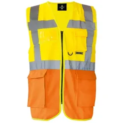 Korntex Unisex Multifunktionsweste Warnschutz-Weste KXMF signal yellow/signal orange 3XL
