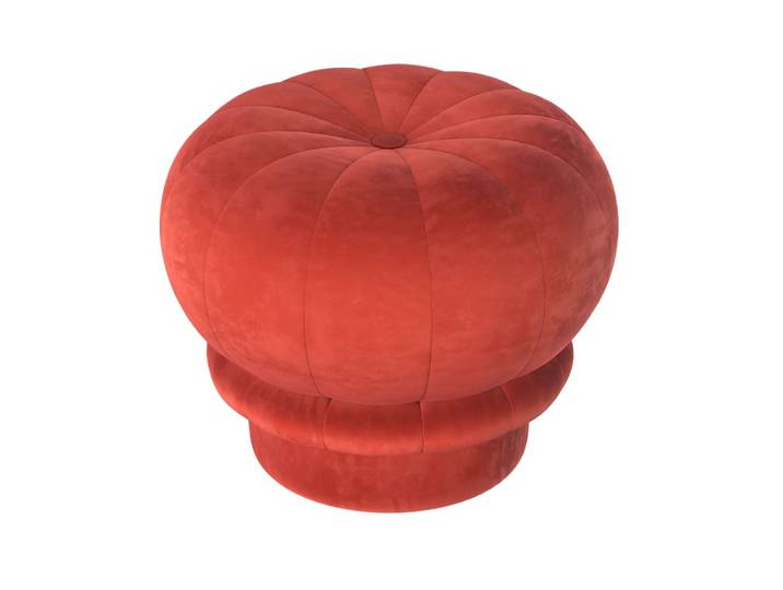 Pouf velours rouge garance