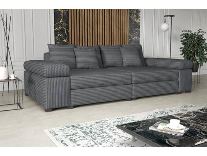 Fun Möbel Big Sofa Couchgarnitur Megasofa Riesensofa Arezzo in Stoff Tilia (Dunkelgrau)