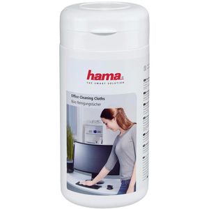 Hama Reinigungstücher 00113805, feucht, für Kunststoff- und Metalloberflächen, in der Dose, 100 Tücher
