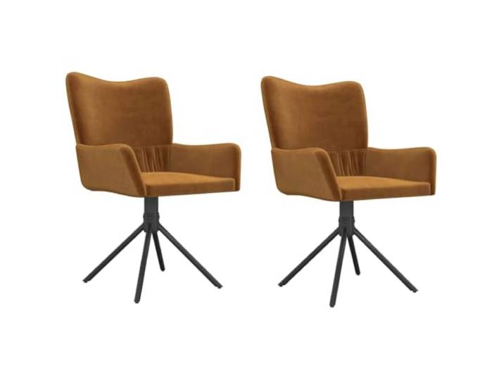 Jkghdrt Esszimmerstühle 2 STK. Drehbar Braun Samt Metall und Sperrholz Gestell, ergonomische Armlehne und Rückenlehne, Schaumstoff Polsterung, 360 Grad Drehung
