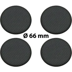 4 x Ø 66 mm Polymere Aufkleber / Carbon-Optik / Nabenkappen, Felgendeckel