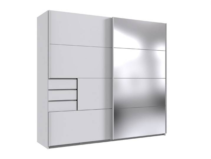 freiraum Schwebetürenschrank Saigon 3 Schübe, Spiegel / Weiß - 225x208x64cm (BxHxT)