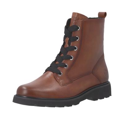 Schnürboots REMONTE, Damen, Gr. 41, Textil, braun, Leder, Basic, Schuhe Schnürboots, Schnürstiefelette, Profilsohle, Blockabsatz