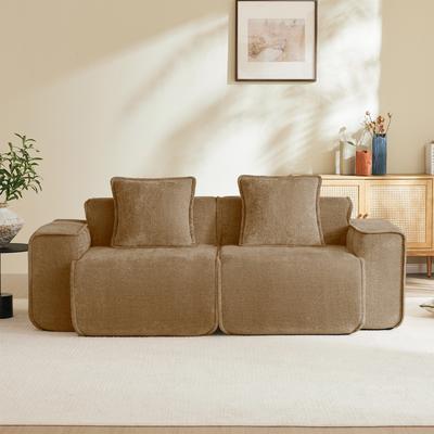 Kodotan sofa Streamlined Design 2 Seat Boneless Sofa with French Edge Piping, No Assembly Required, Velvet Fabric