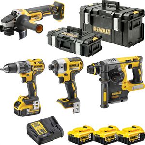DeWalt Combo-Kit DCK422P3-QW, 18V Akku, inkl. DCD796, DCF887, DCH273, DCG405, 3 Akkus, Lader, 2 Koffer