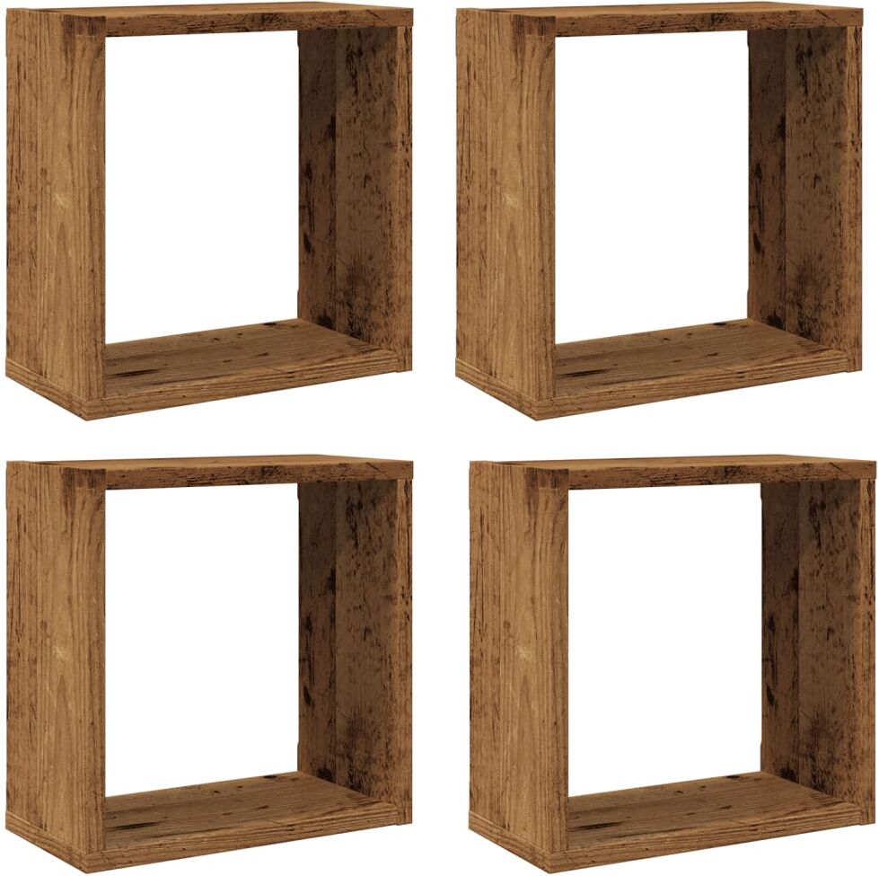 vidaXL Étagères cube murales 4 pcs vieux bois 30x15x30 cm