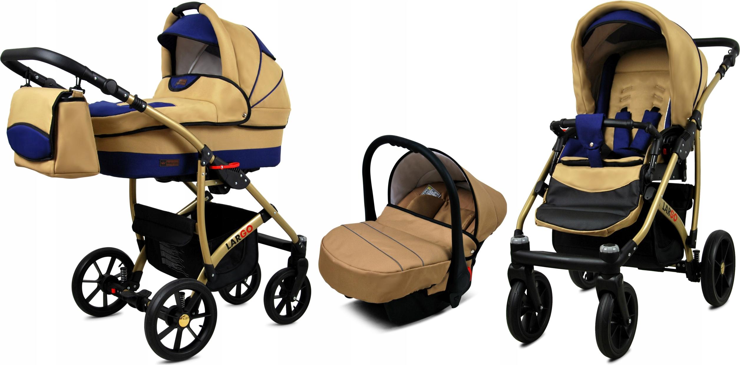 BabyLux Largo | 3in1 Kinderwagen Set | Coffe Sailor Blue | Kombikinderwagen | Kinderwagenset |