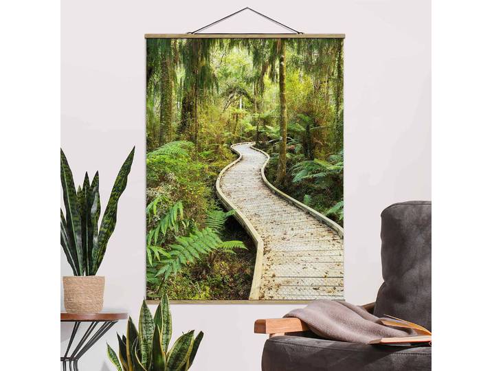 Tableau déco Chemin dans la forêt Tissu Vert 80 x 107cm