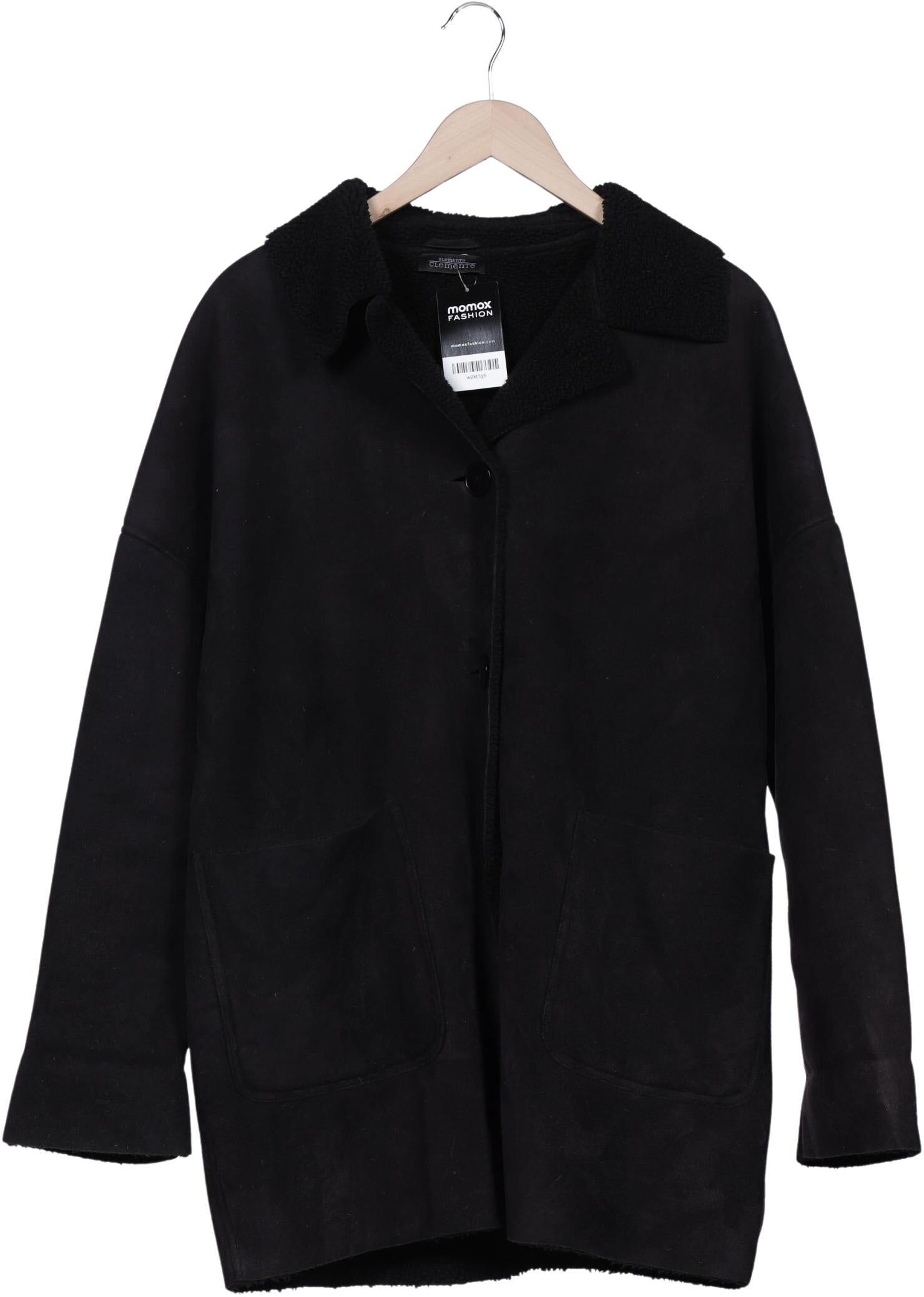 Elemente Clemente Damen Mantel, Schwarz, Gr. M (UK 12), Viskose / Synthetik - Second Hand