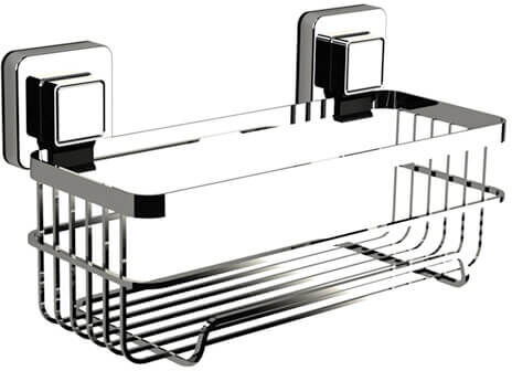 Showerdrape Pushloc Stainless Steel Suction Wall Mounted Bottle Basket