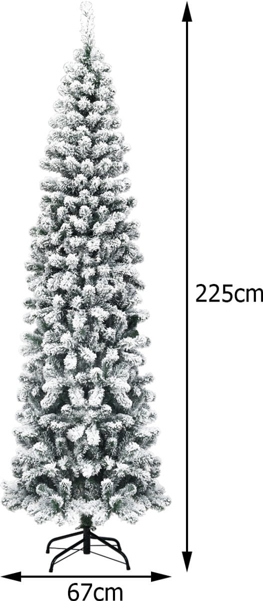 SureDeal Kerstboom Pencil met Sneeuw en Warm Witte LED - Naturel
