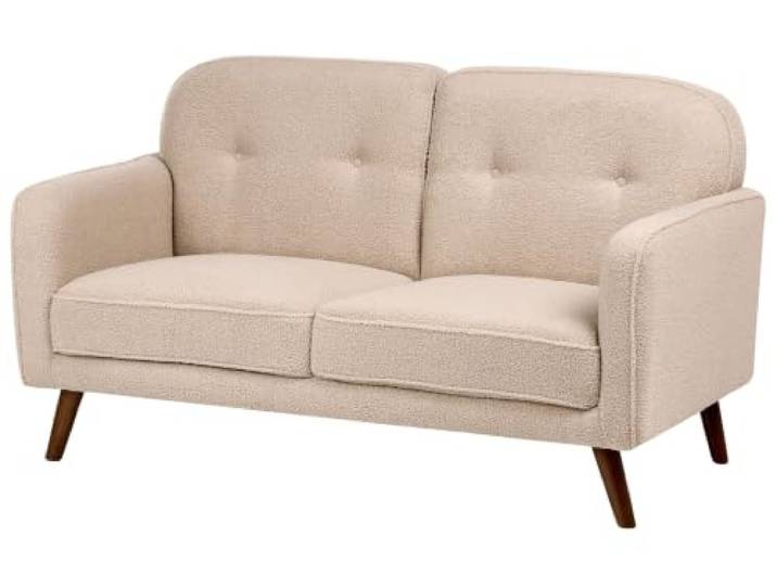 Beliani Sofa Set 3-teilig Bouclé beige gepolstert Dicke Nähte 2-Sitzer Sofa und 2 Sessel klassisches Design Ettrum