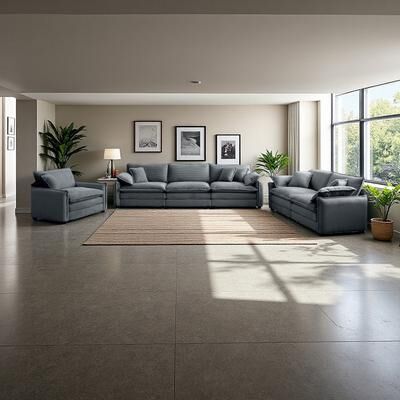 ZWYO HOSIMU Corduroy Oversized Sectional Sofa Set with Deep Seat and Memory Foam Cushions (6-Seater)